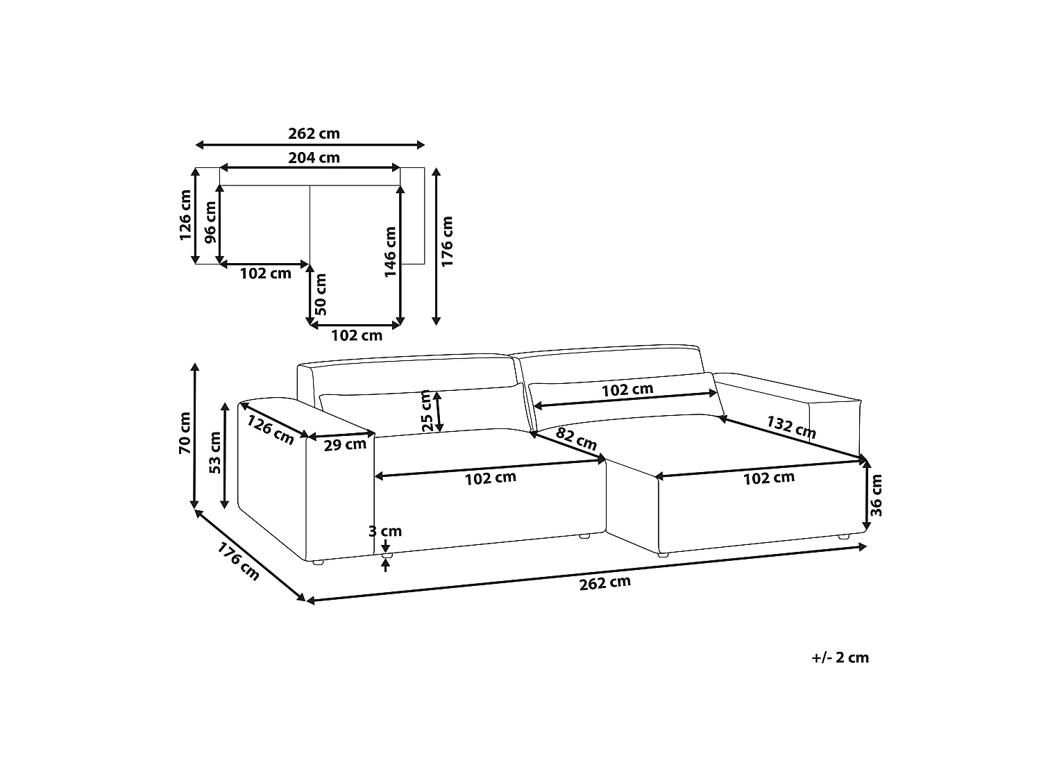 Canapé d'angle modulable HELLNAR Velours Beige clair 2 places Côté gauche