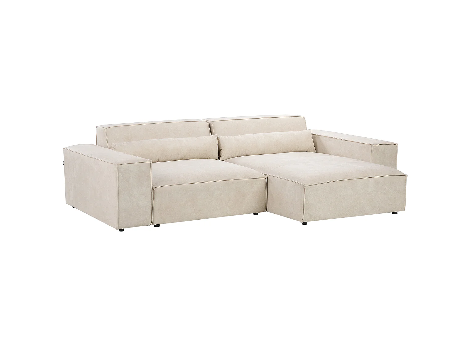 Canapé d'angle modulable HELLNAR Velours Beige clair 2 places Côté gauche