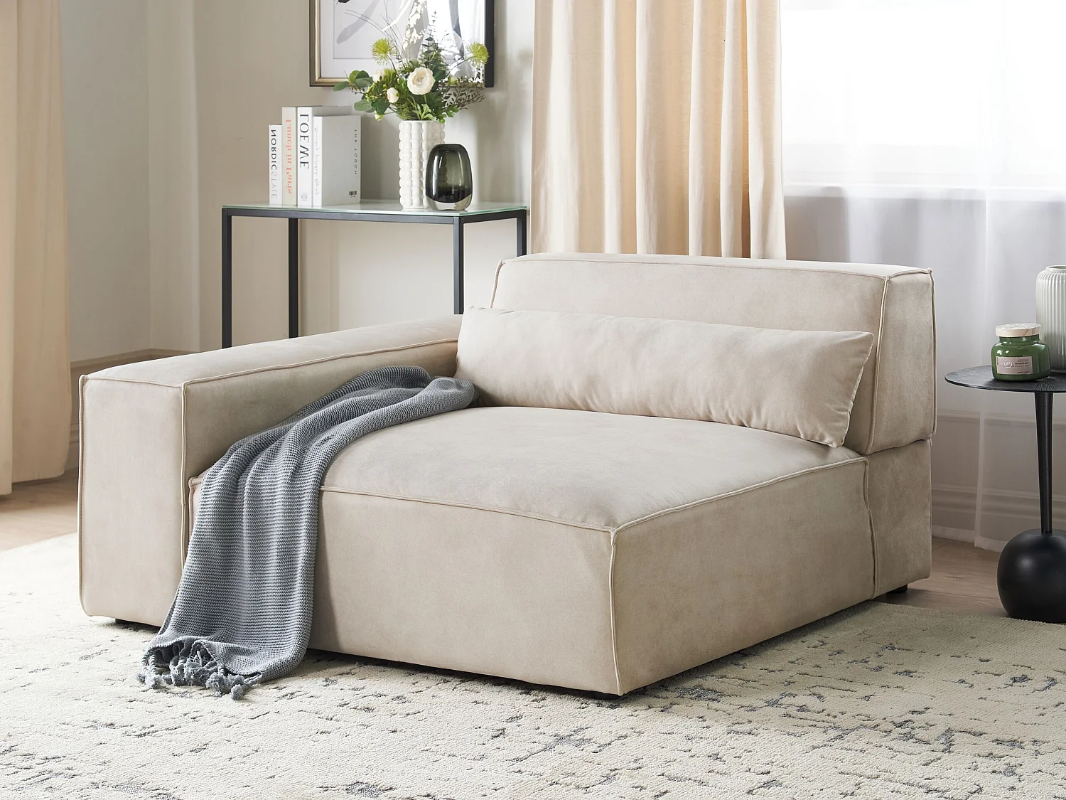 Módulo de canto HELLNAR Veludo Creme claro à direita