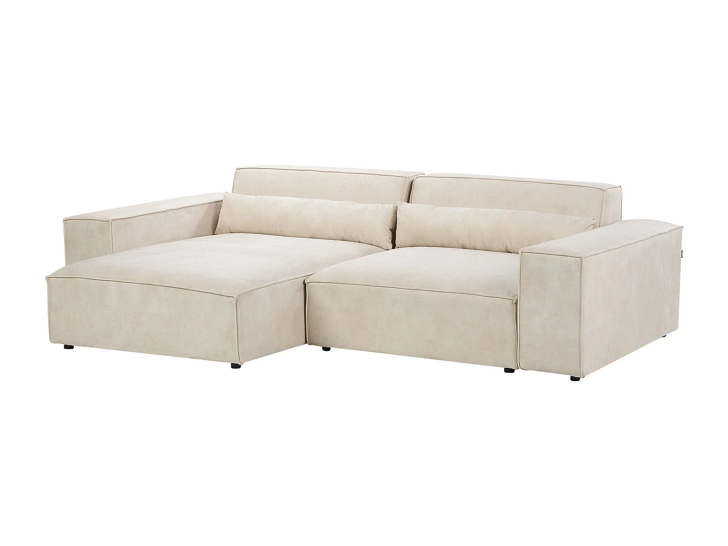 Canapé d'Angle 2 Places Modulable à gauche en Velours Pieds en Métal Beige Hellnar