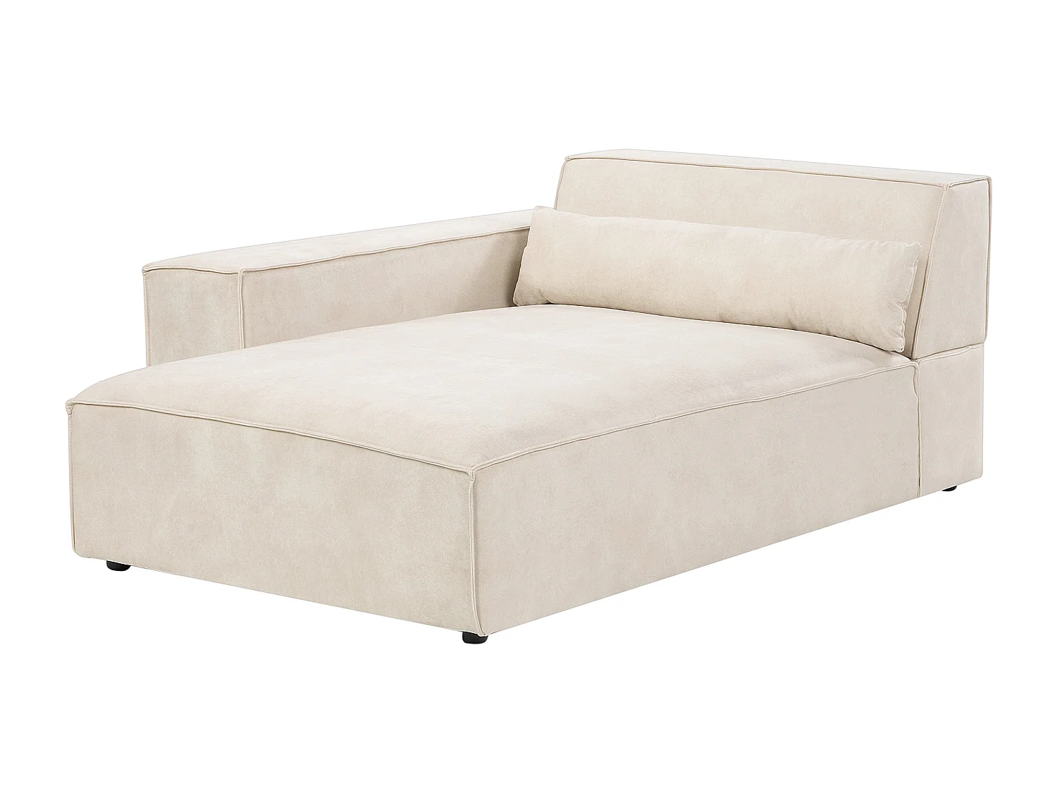 Canapé d'Angle 2 Places Modulable à gauche en Velours Pieds en Métal Beige Hellnar