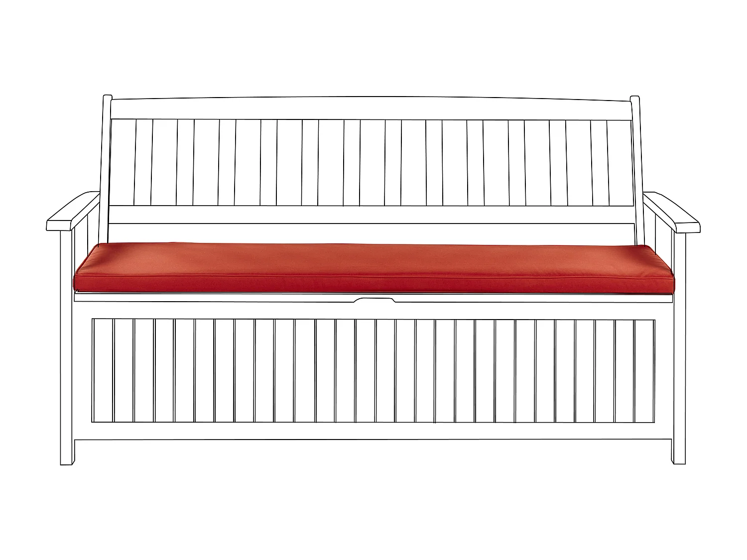Cuscino per sedile a panca SOVANA 45 x 148 cm Rosso scuro