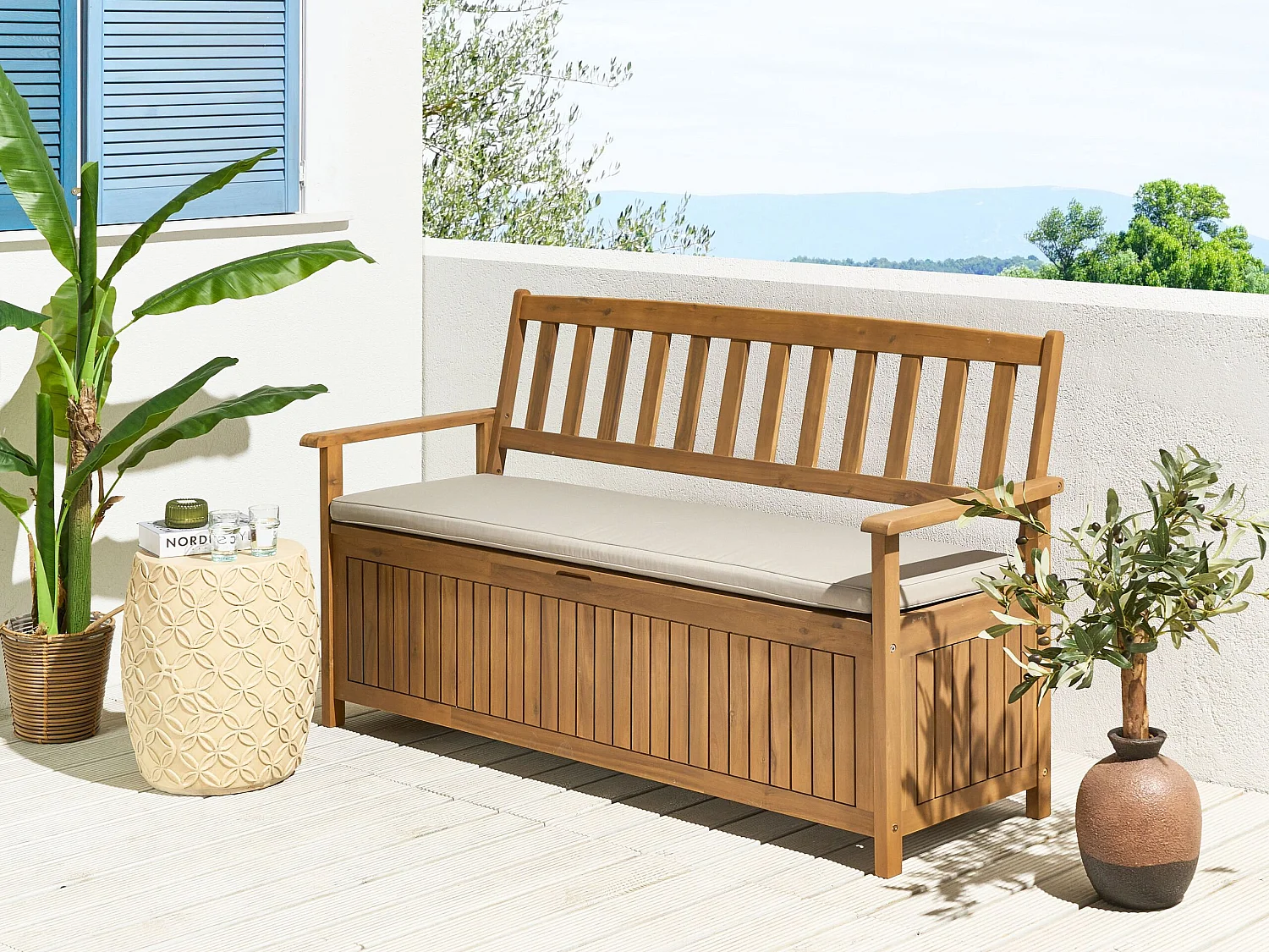 Almofada para banco de assento SOVANA 45 x 148 cm Taupe