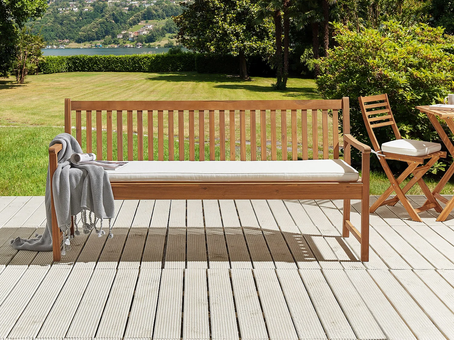 Cuscino per sedile a panca VIVARA 169 x 50 cm Bianco