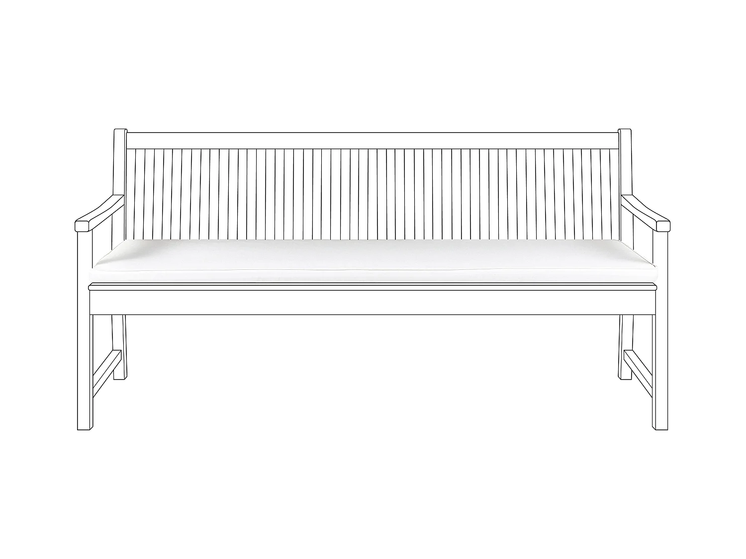 Moderne Auflage für Gartenbank 180 cm weiß mit Befestigungsband Vivara