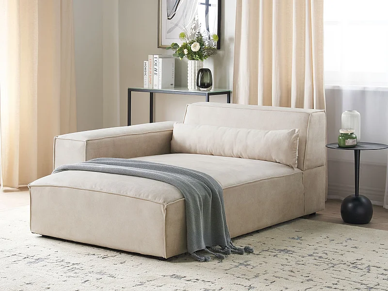 Chaise longue versione destra HELLNAR Velluto Beige chiaro