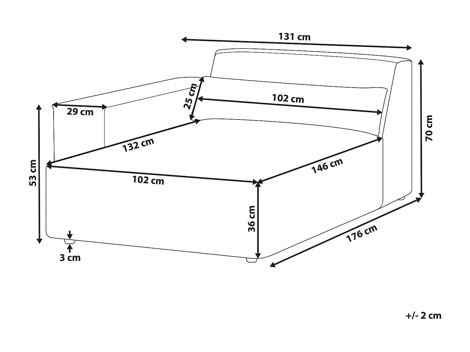 Chaise longue à direita HELLNAR Veludo Creme claro
