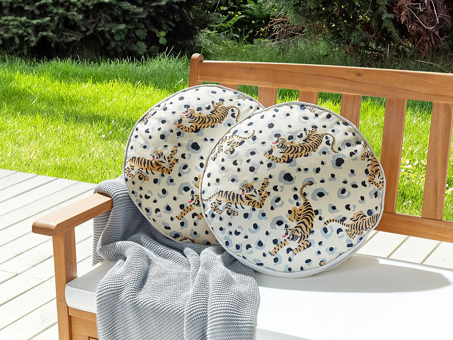 Set di 2 cuscini da esterno ARENZANO 40 x 40 cm Beige Trama animale