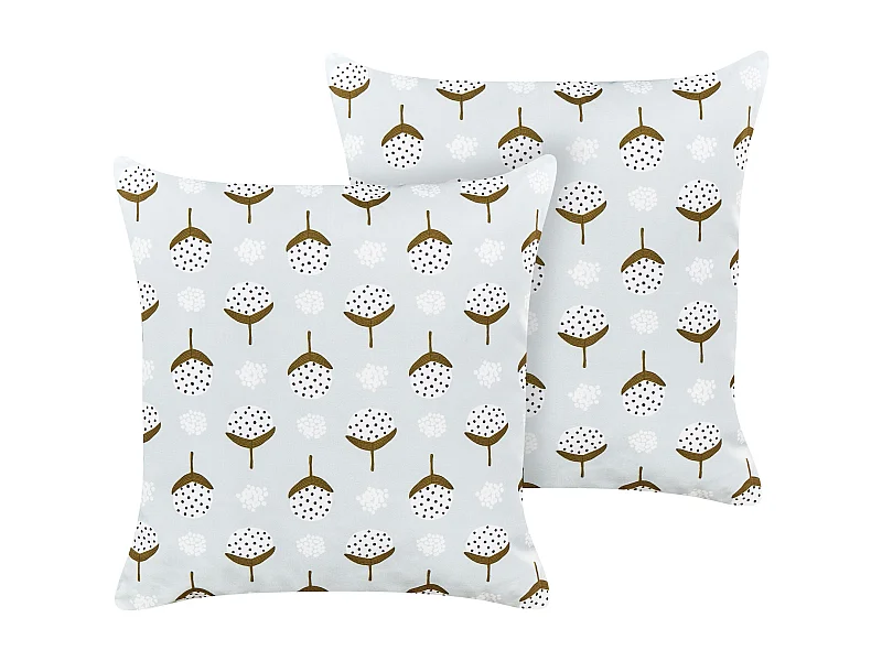 Gartenkissen 2er Set grün 45x45cm quadratisch mit Pflanzenmotiv Outdoor Mallare