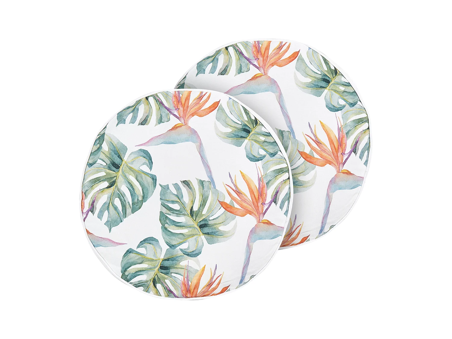 Lot de 2 coussins d'extérieur TORRAZZO Motif de plante 40 x 40 cm Blanc