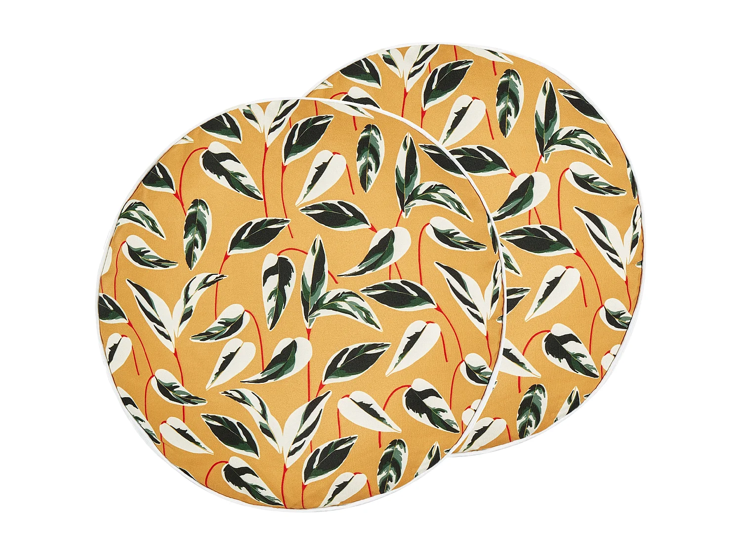 Lot de 2 coussins d'extérieur TAGGIA Motif de plante 40 x 40 cm Jaune