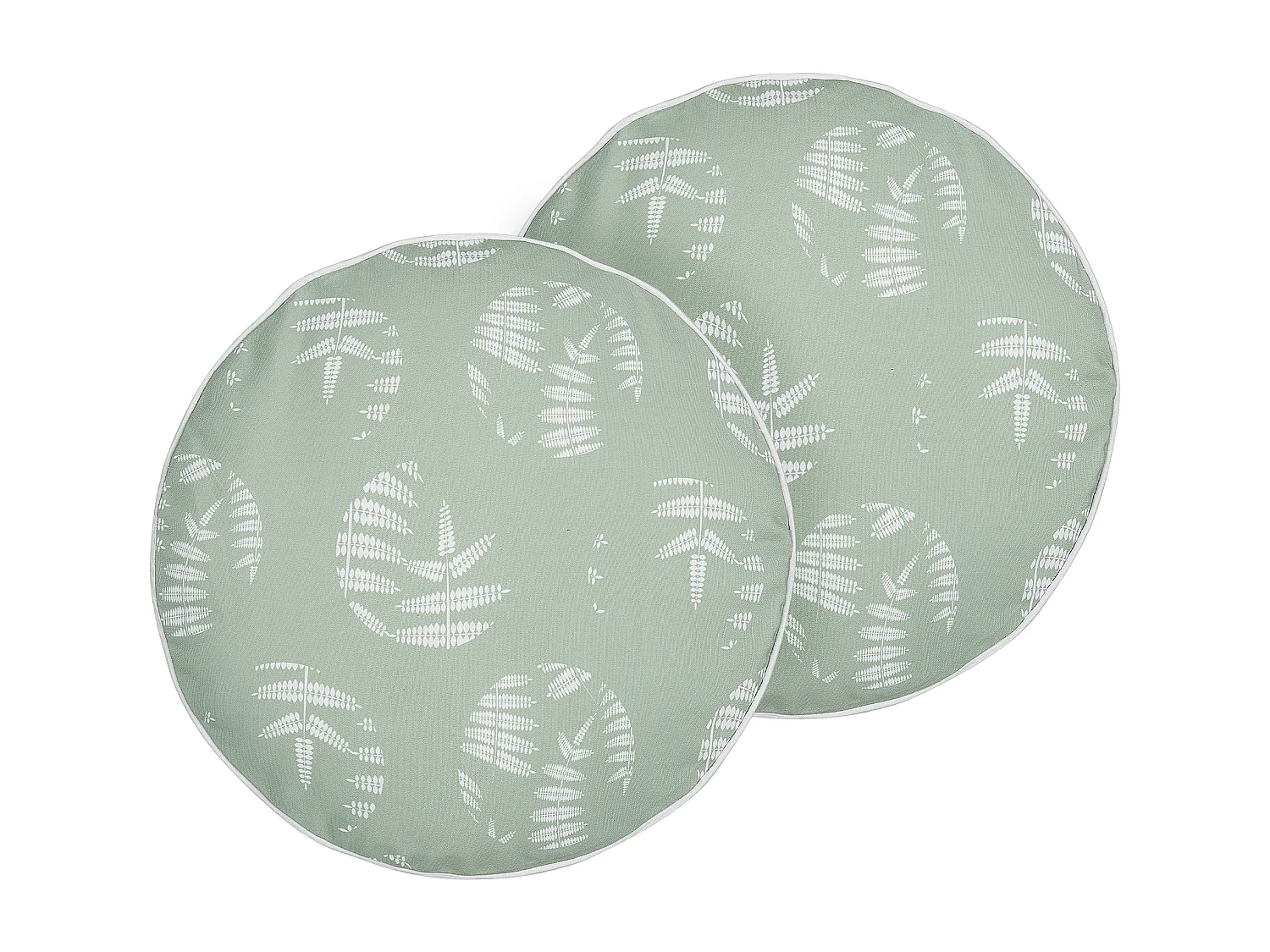 Gartenkissen 2er Set grün rund ⌀ 40 cm mit Blättermotiv Outdoor modern Alassio