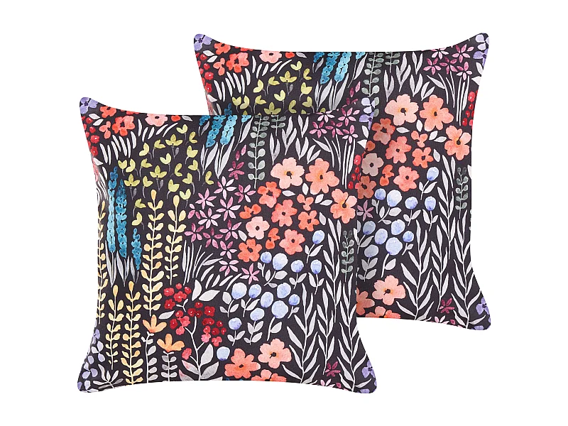 Gartenkissen 2er Set CASTELARO Blumenmuster 45 x 45 cm Bunt