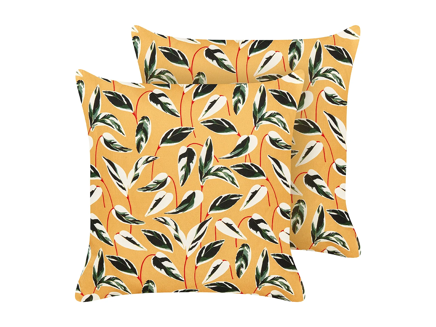 Zestaw 2 poduszek ogrodowych TAGGIA Wzór roślinny 45 x 45 cm Żółty