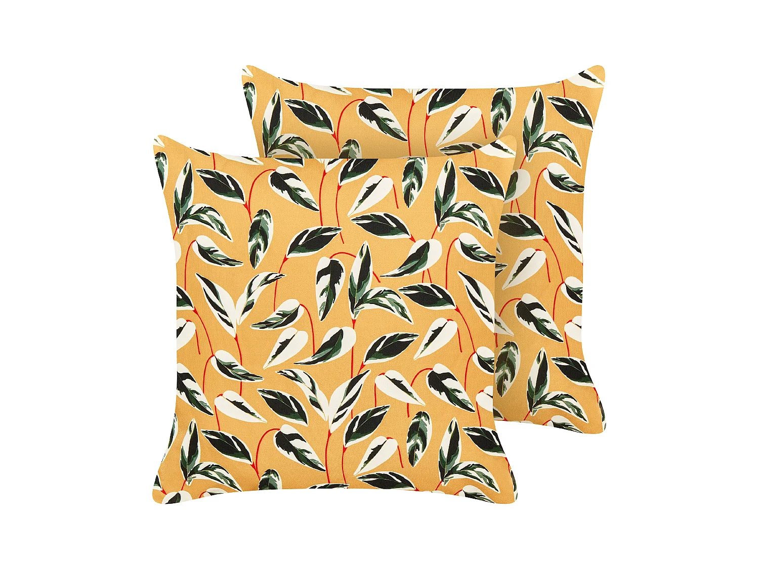 Lot de 2 coussins d'extérieur TAGGIA Motif de plante 45 x 45 cm Jaune