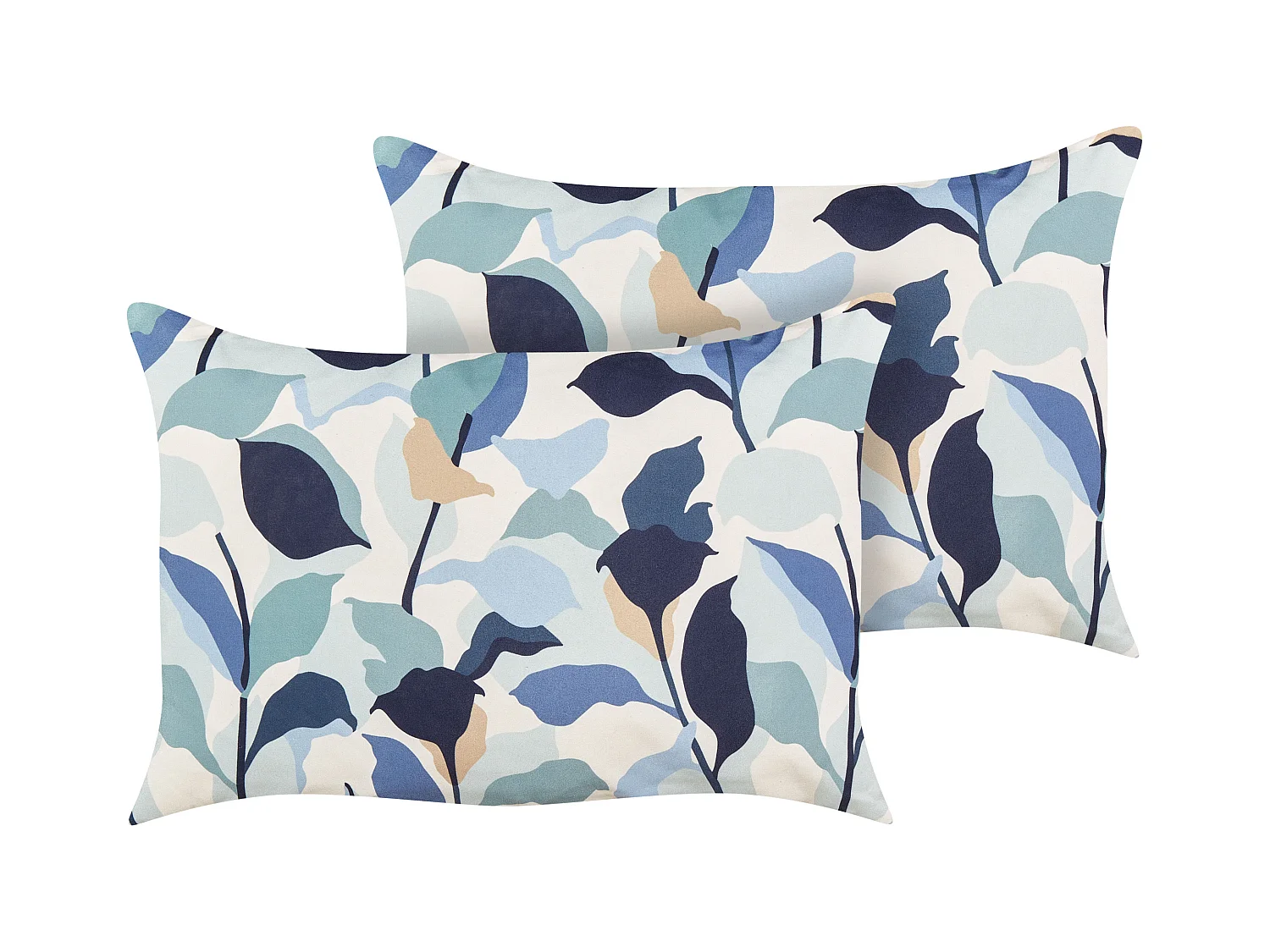 Lot de 2 coussins d'extérieur VEGLINO Motif de plante 40 x 60 cm Bleu