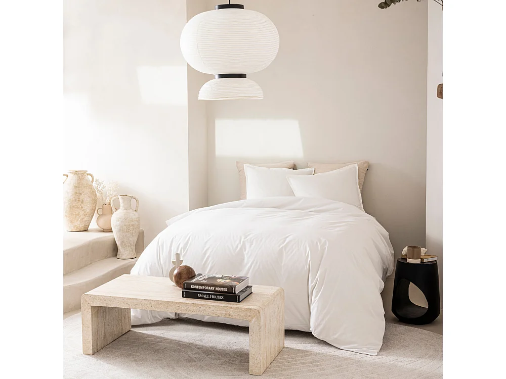 Como - Housse de couette blanc ivoire en percale de coton - 240x260cm