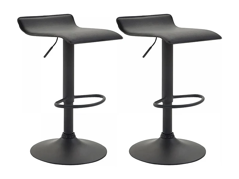 Lot de 2  Tabouret de bar - Similicuir & Métal - Noir - Dyn V2