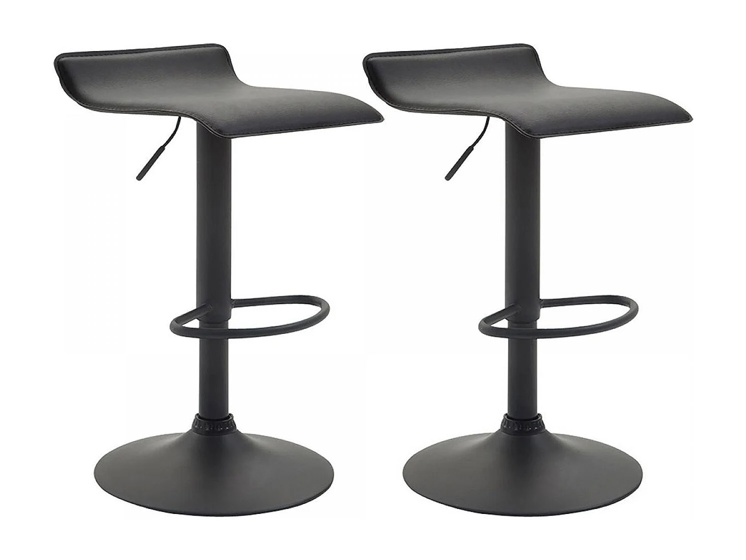 Lot de 2  Tabouret de bar - Similicuir & Métal - Noir - Dyn V2