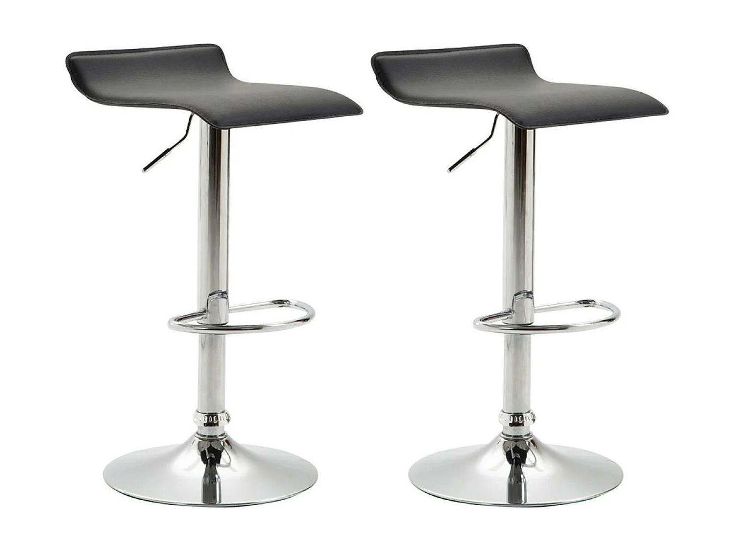Lot de 2  Tabouret de bar - Similicuir & Métal - Noir - Dyn V2