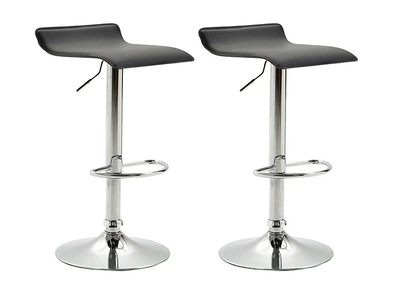 Lot de 2  Tabouret de bar - Similicuir & Métal - Noir - Dyn V2
