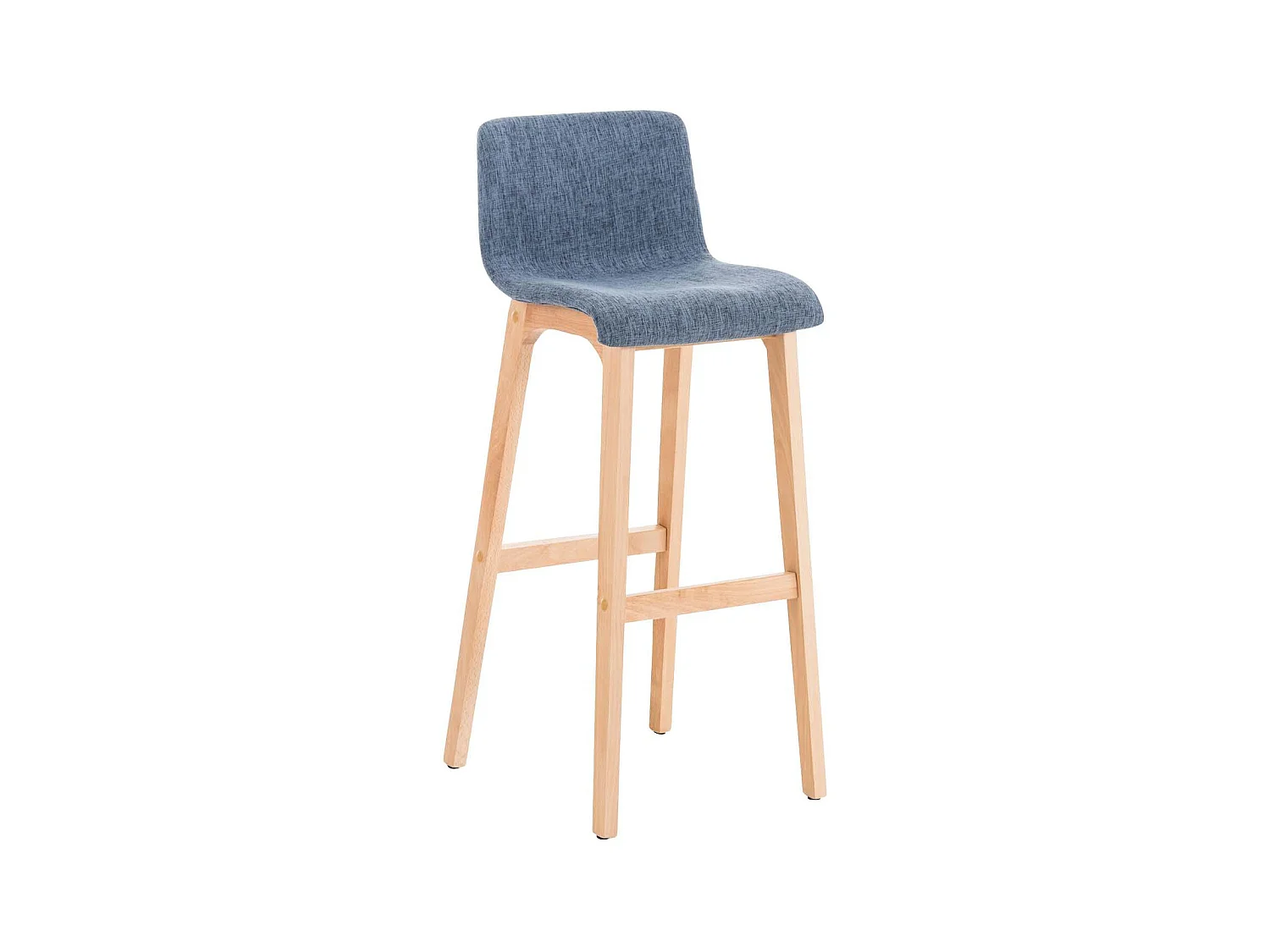 Tabouret de bar - Tissu & Bois - Bleu - Hover