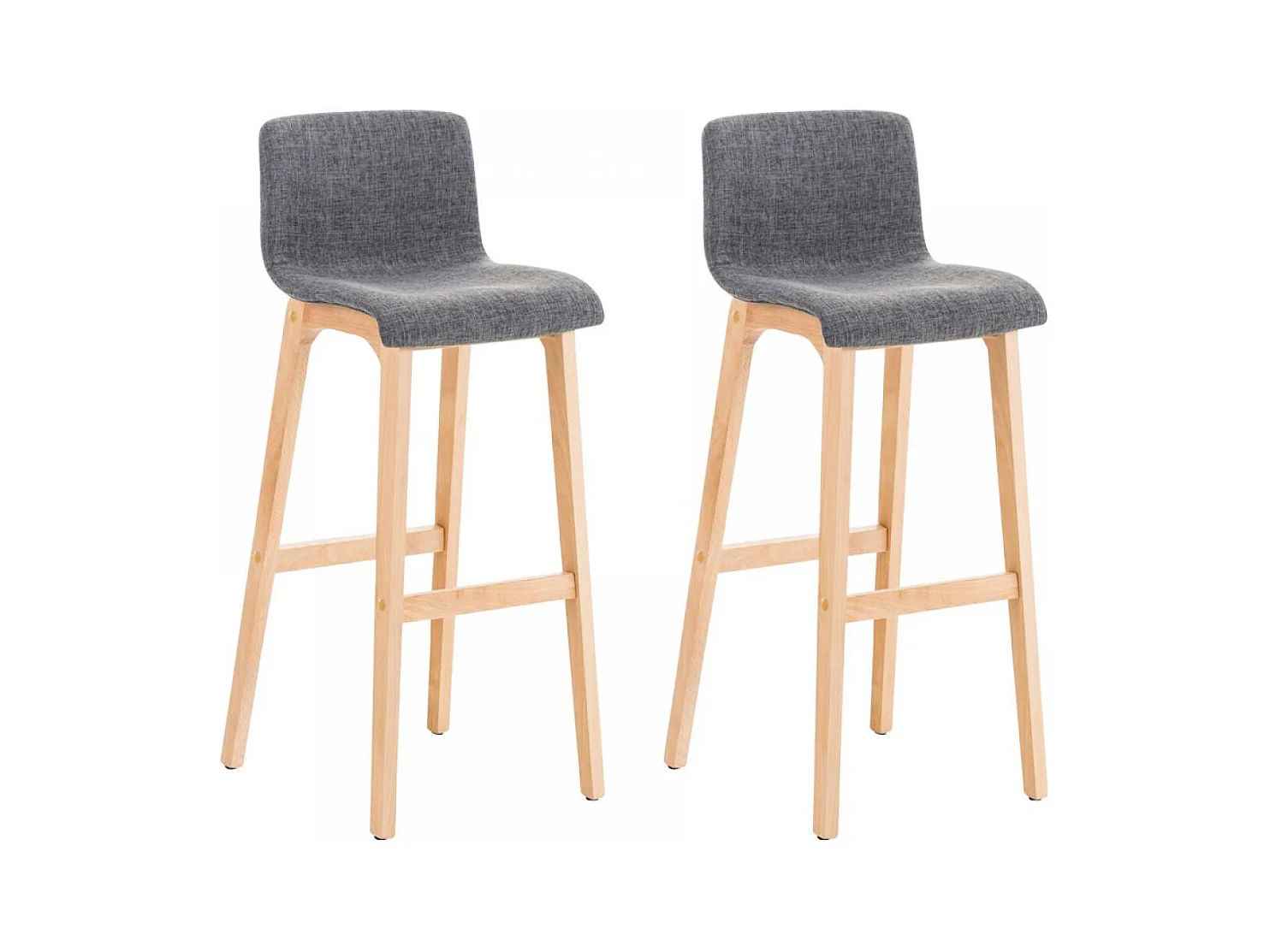 Lot de 2  Tabouret de bar - Tissu & Bois - Gris clair - Hover