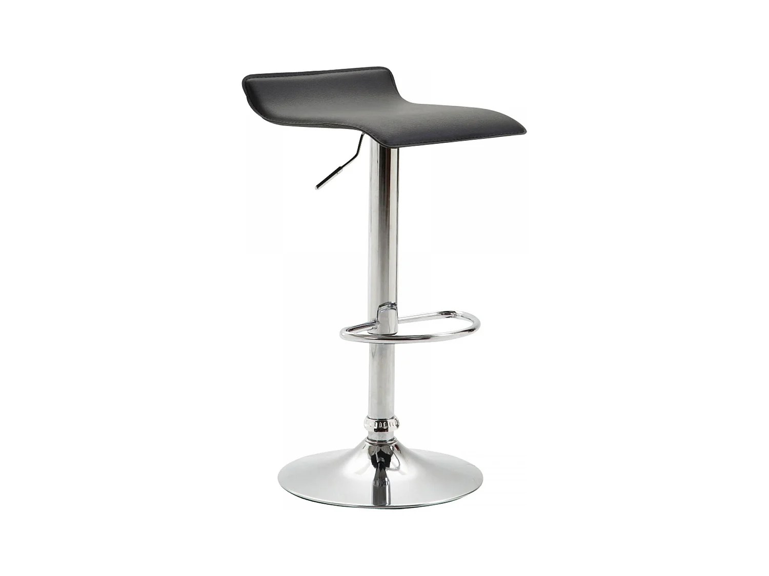 Tabouret de bar - Similicuir & Chrome - Noir - Dyn V2