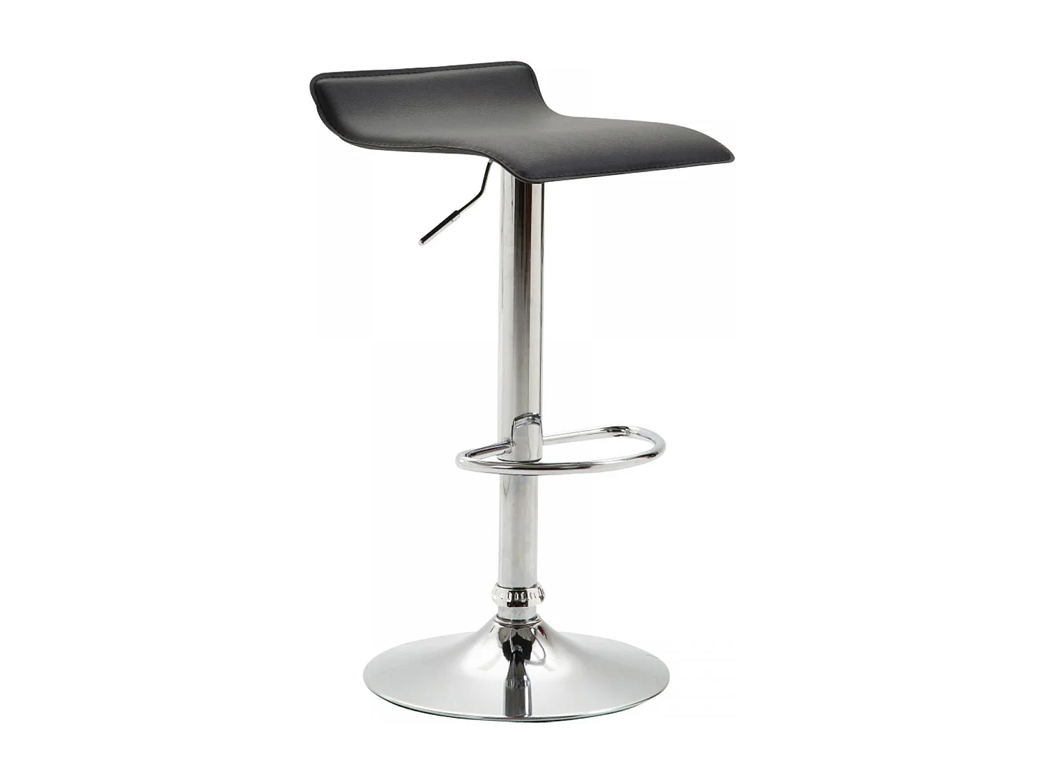 Tabouret de bar - Similicuir & Chrome - Noir - Dyn V2