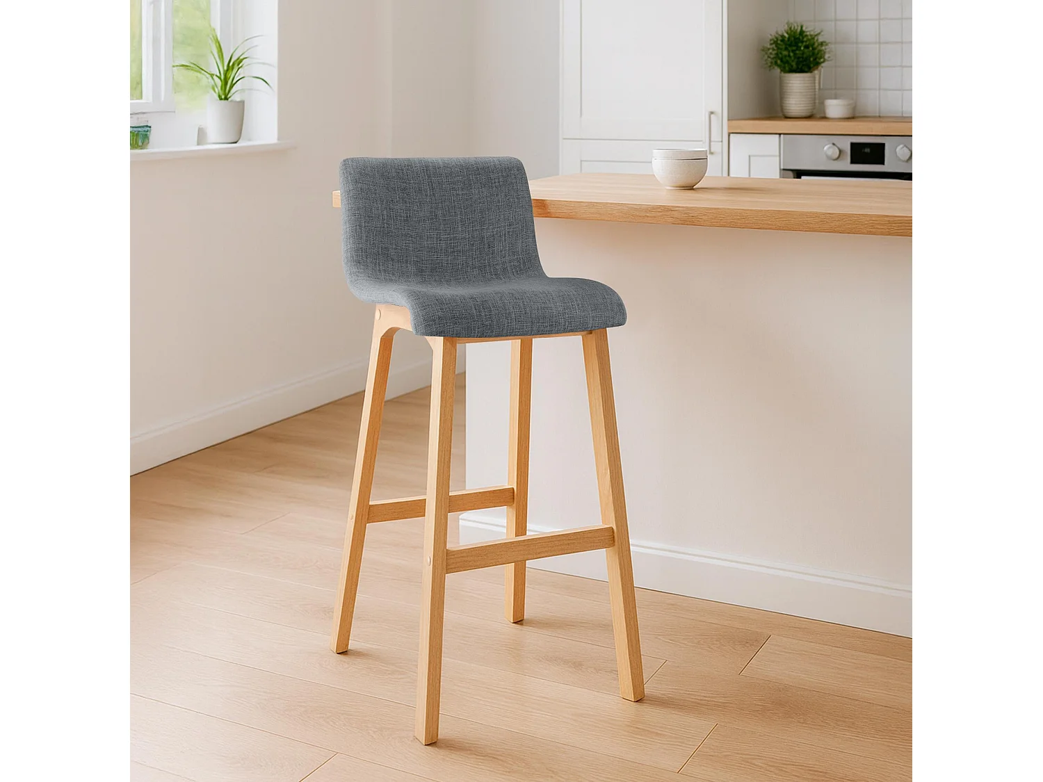 Tabouret de bar - Tissu - Gris clair - Hoover
