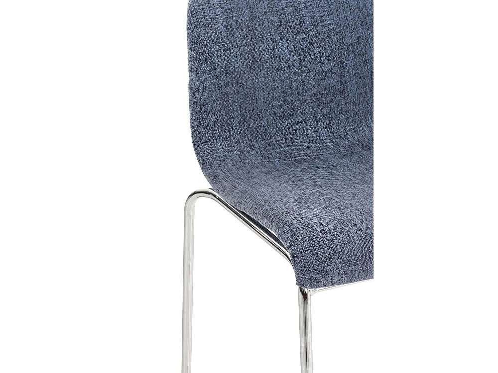 Tabouret de bar - Tissu & Chrome - Bleu - Hoover