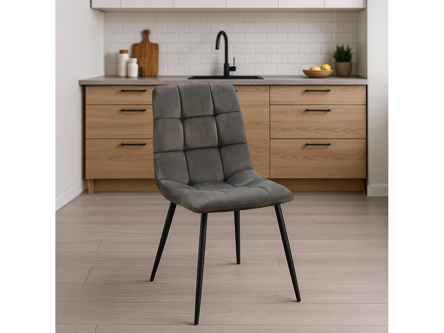 chaise salle à manger - Velours - Anthracite - Antibes