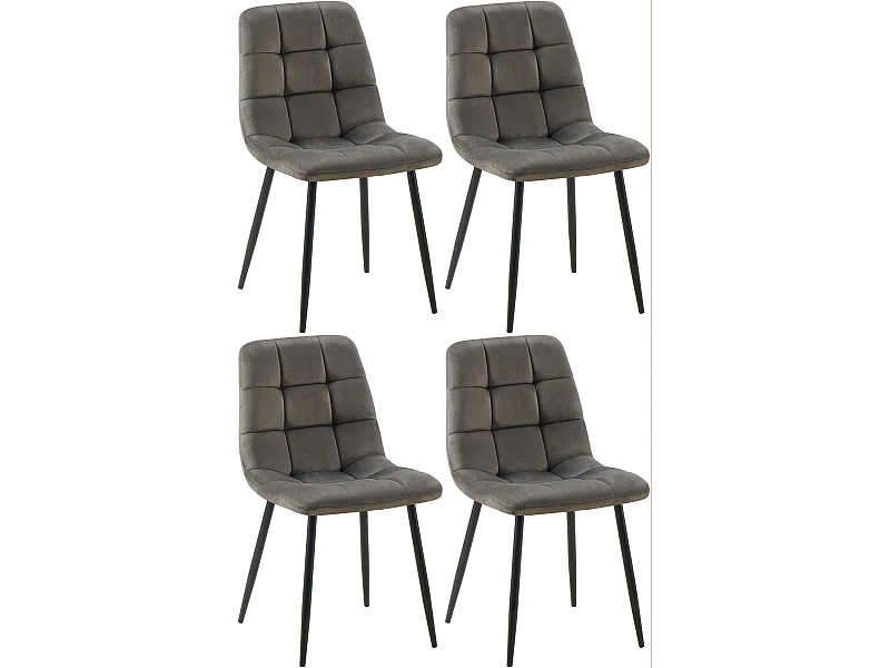 Lot de 4  chaise salle à manger - Velours - Anthracite - Antibes
