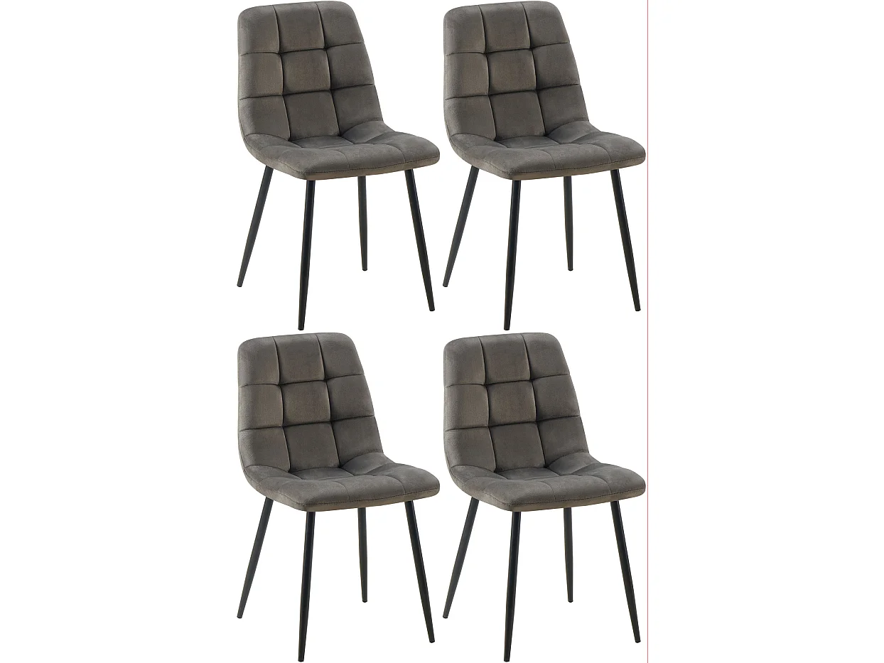 Lot de 4  chaise salle à manger - Velours - Anthracite - Antibes