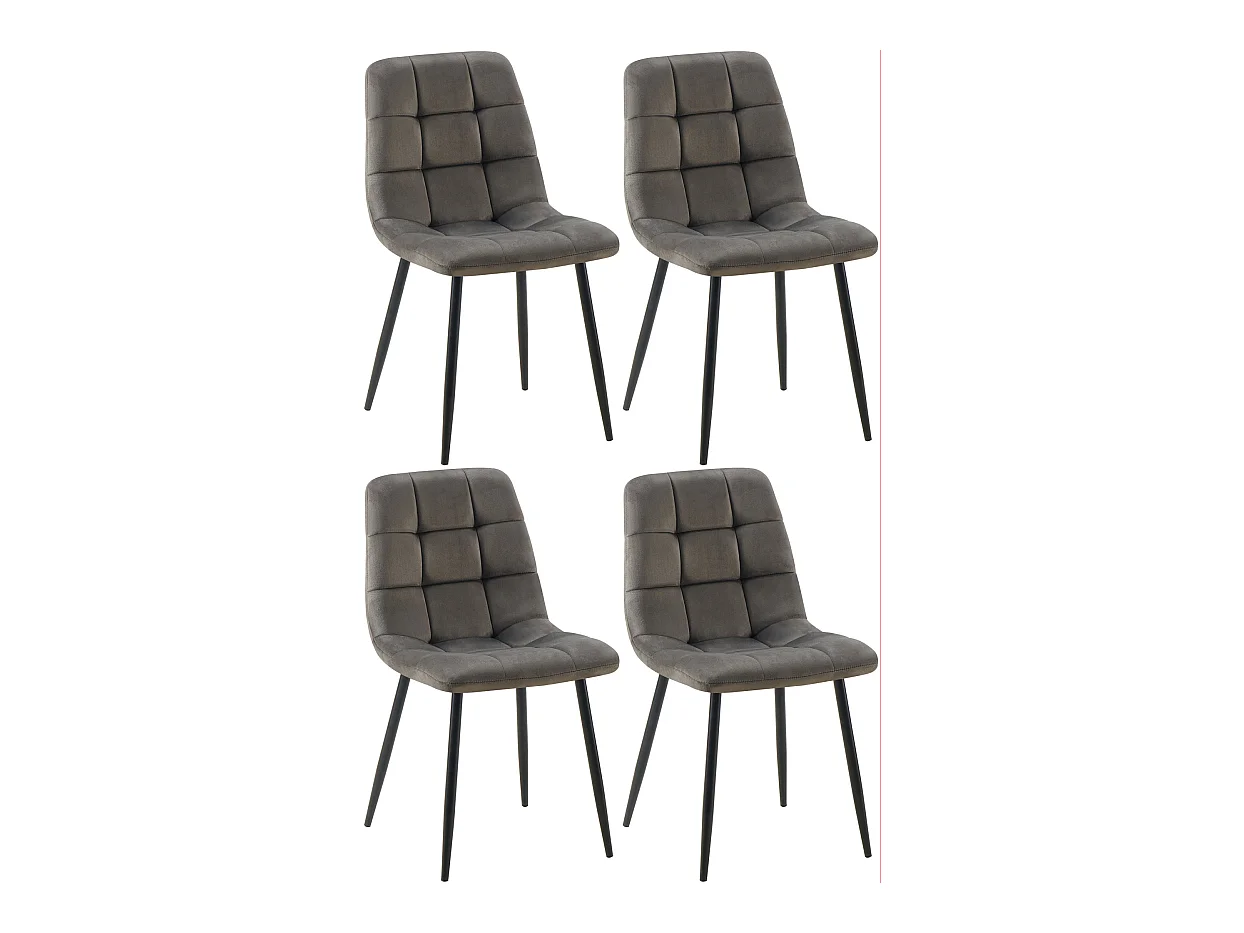 Lot de 4  chaise salle à manger - Velours - Anthracite - Antibes