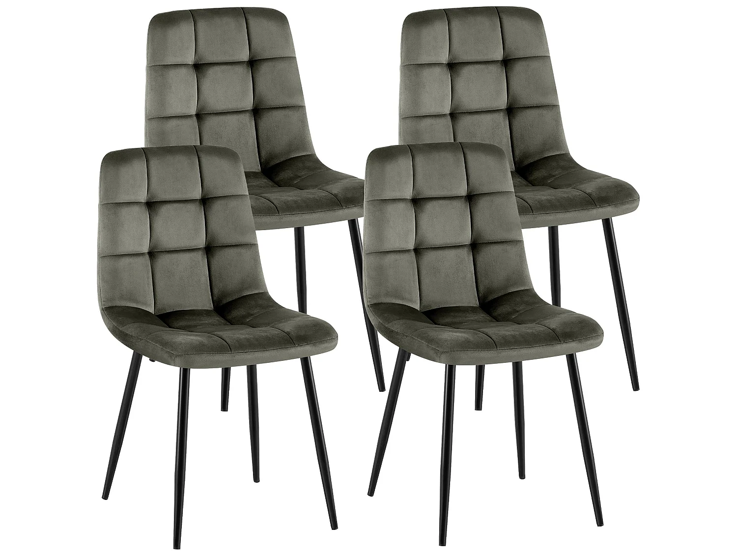 Lot de 4  chaise salle à manger - Velours - Anthracite - Antibes