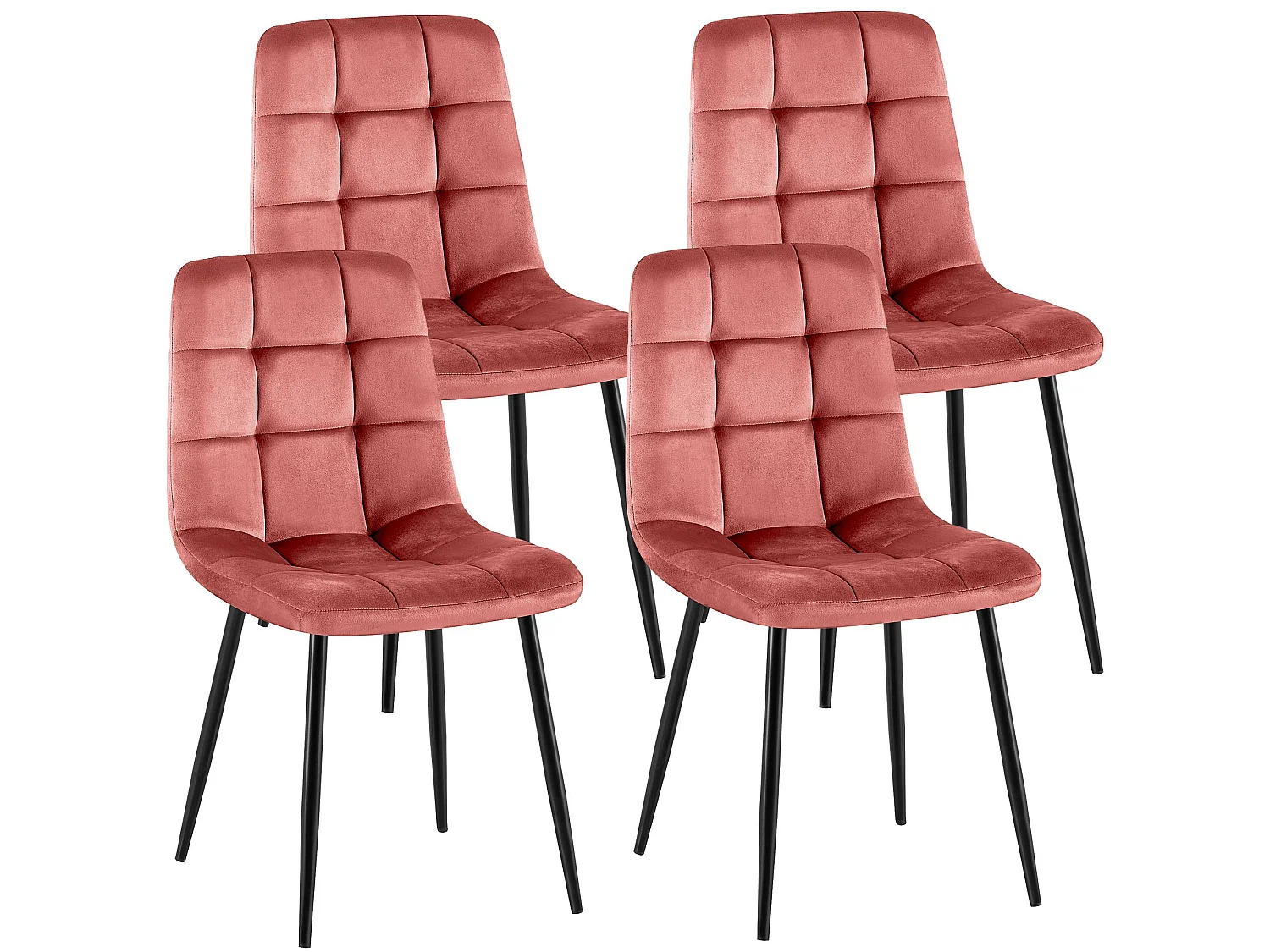 Lot de 4  chaise salle à manger - Velours - Rose - Antibes