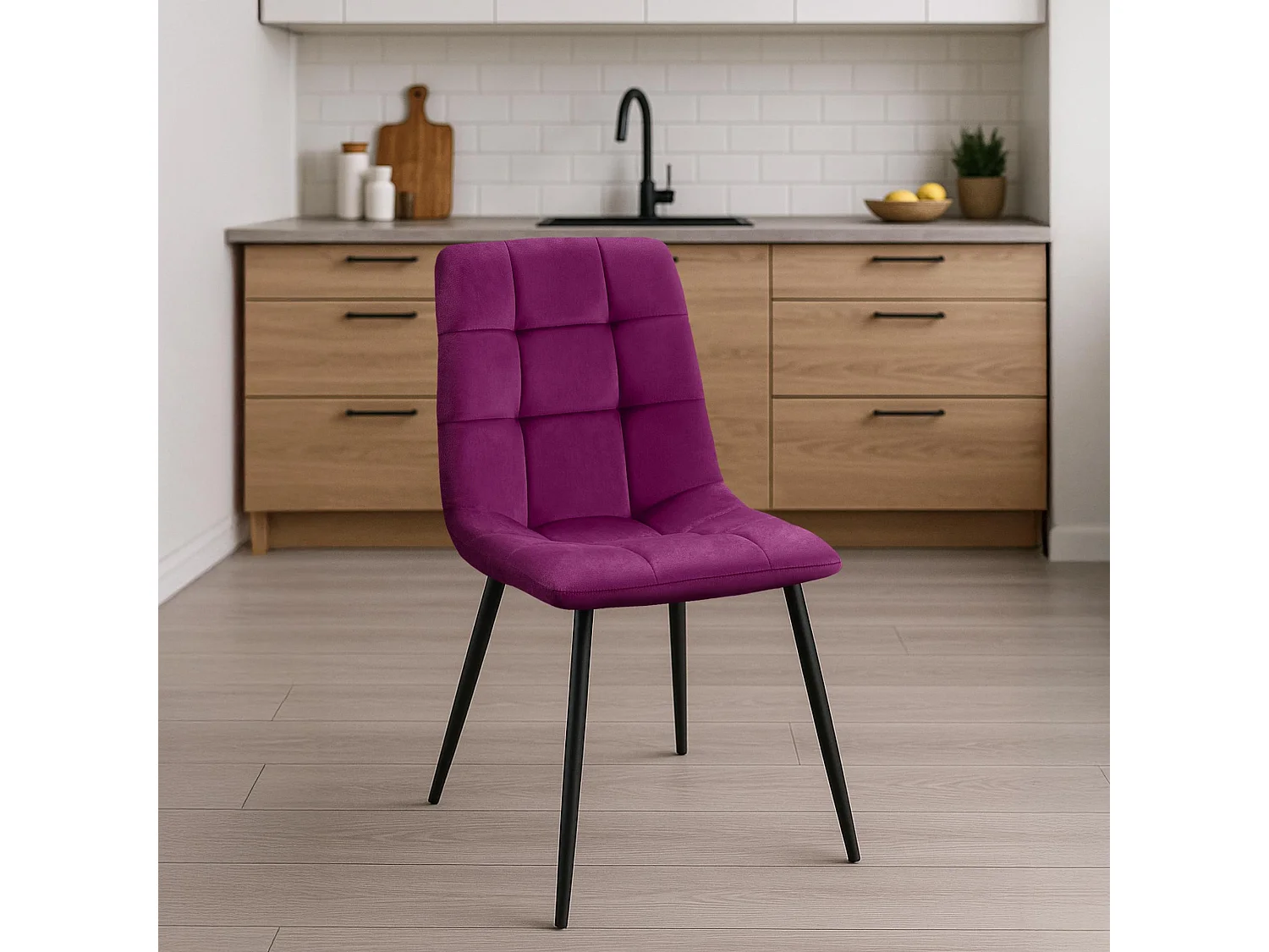 Lot de 4  chaise salle à manger - Velours - Violet - Antibes