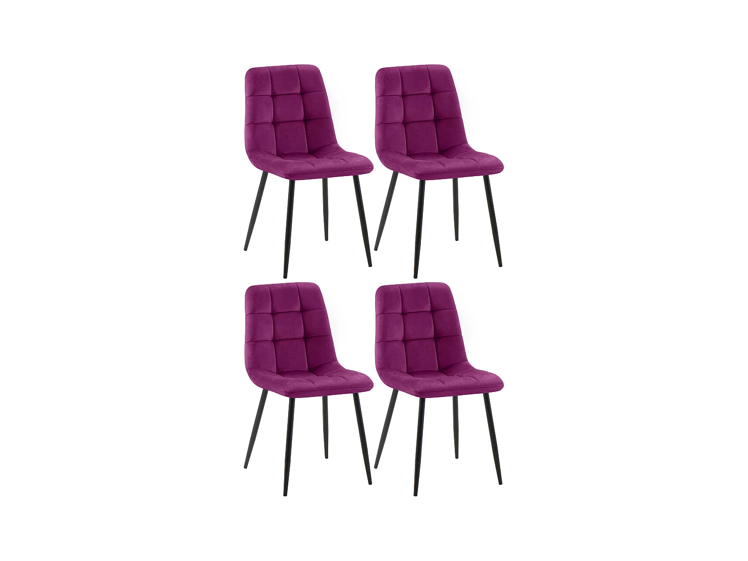 Lot de 4  chaise salle à manger - Velours - Violet - Antibes