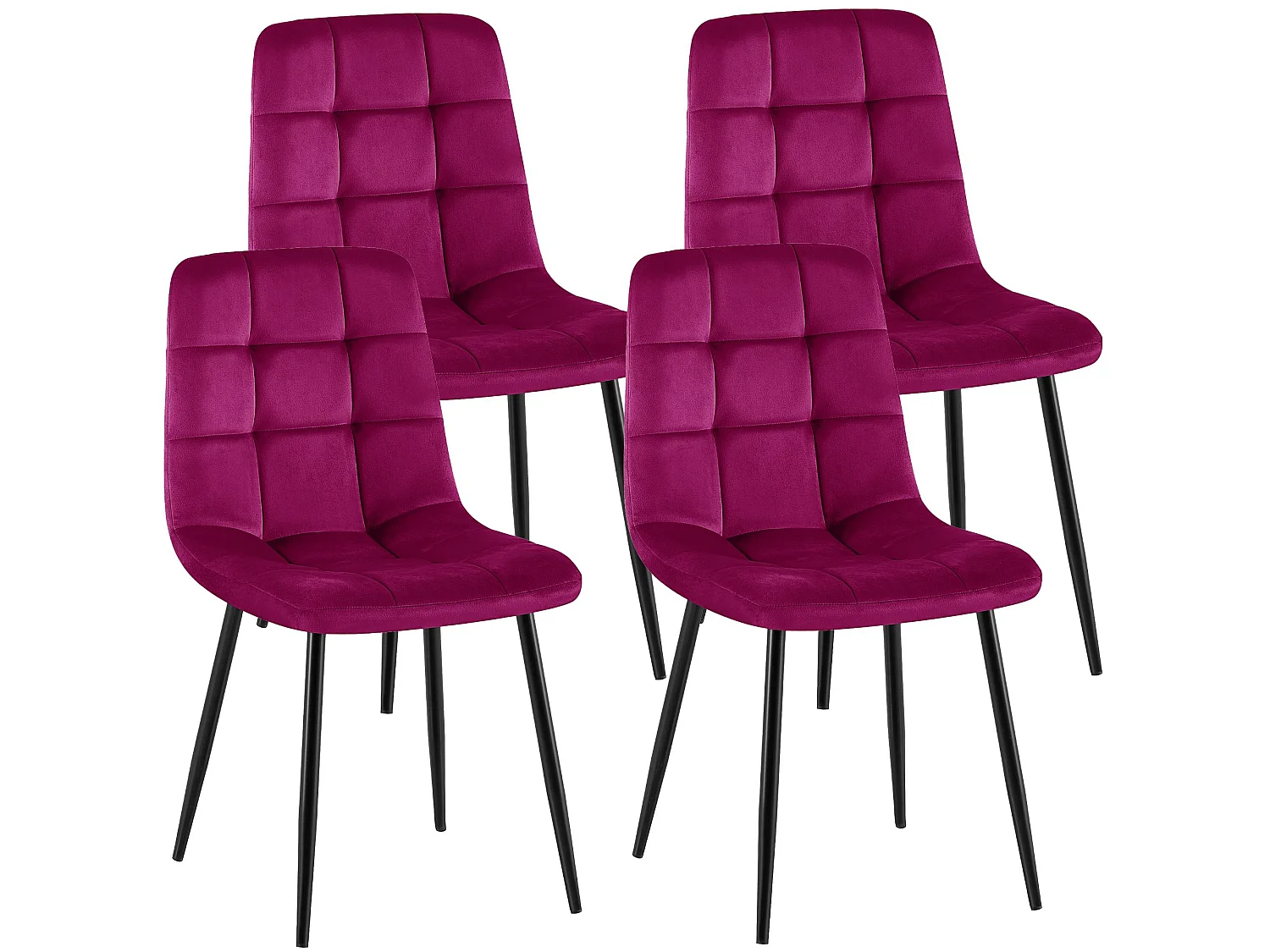 Lot de 4  chaise salle à manger - Velours - Violet - Antibes