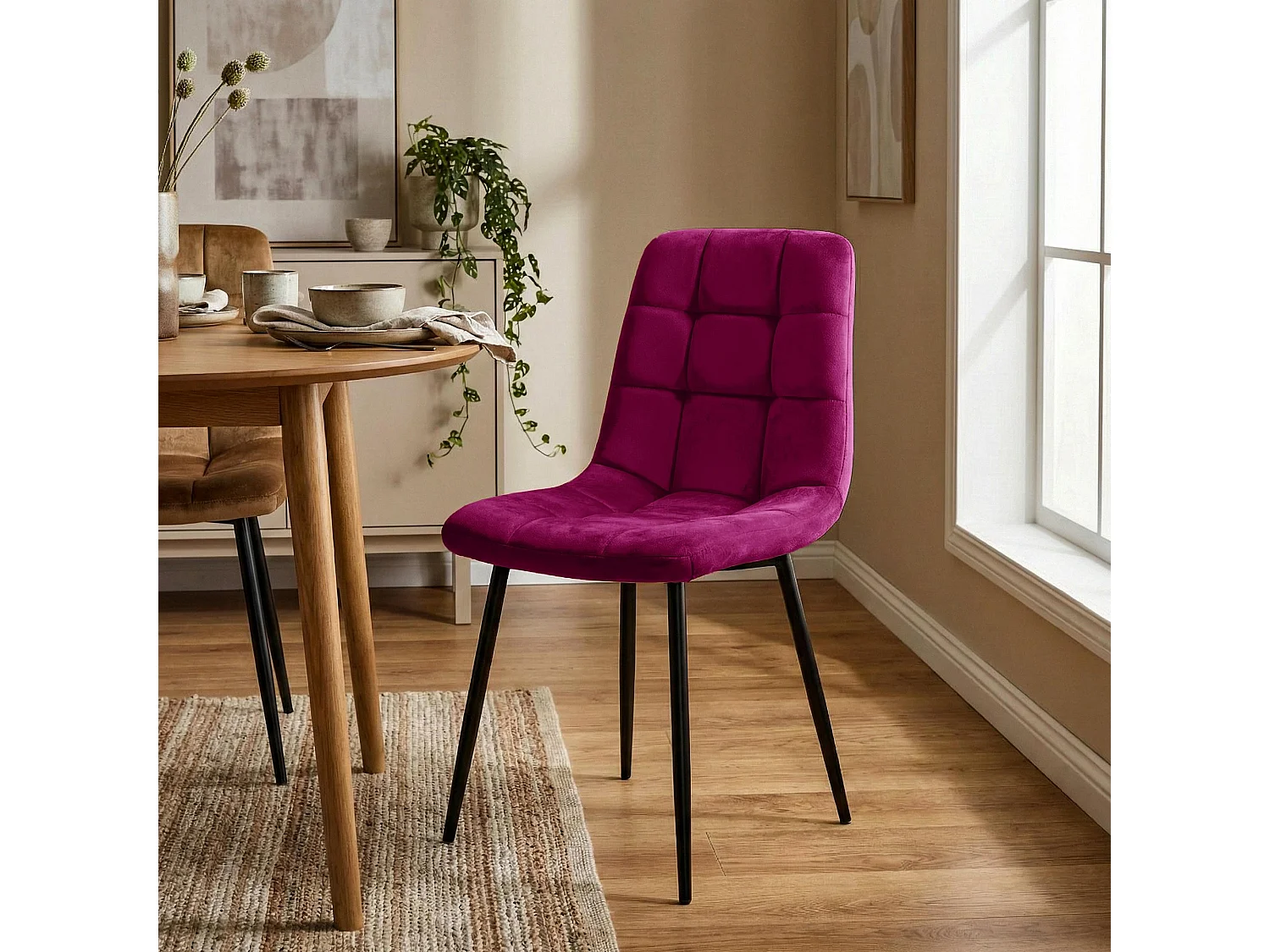 Lot de 4  chaise salle à manger - Velours - Violet - Antibes