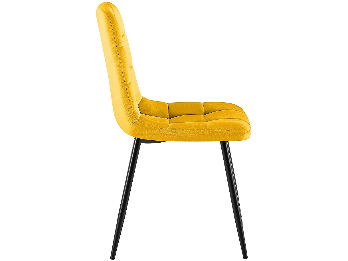 Lot de 4  chaise salle à manger - Velours - Jaune - Antibes