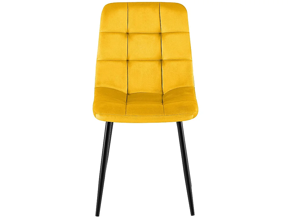 Lot de 4  chaise salle à manger - Velours - Jaune - Antibes