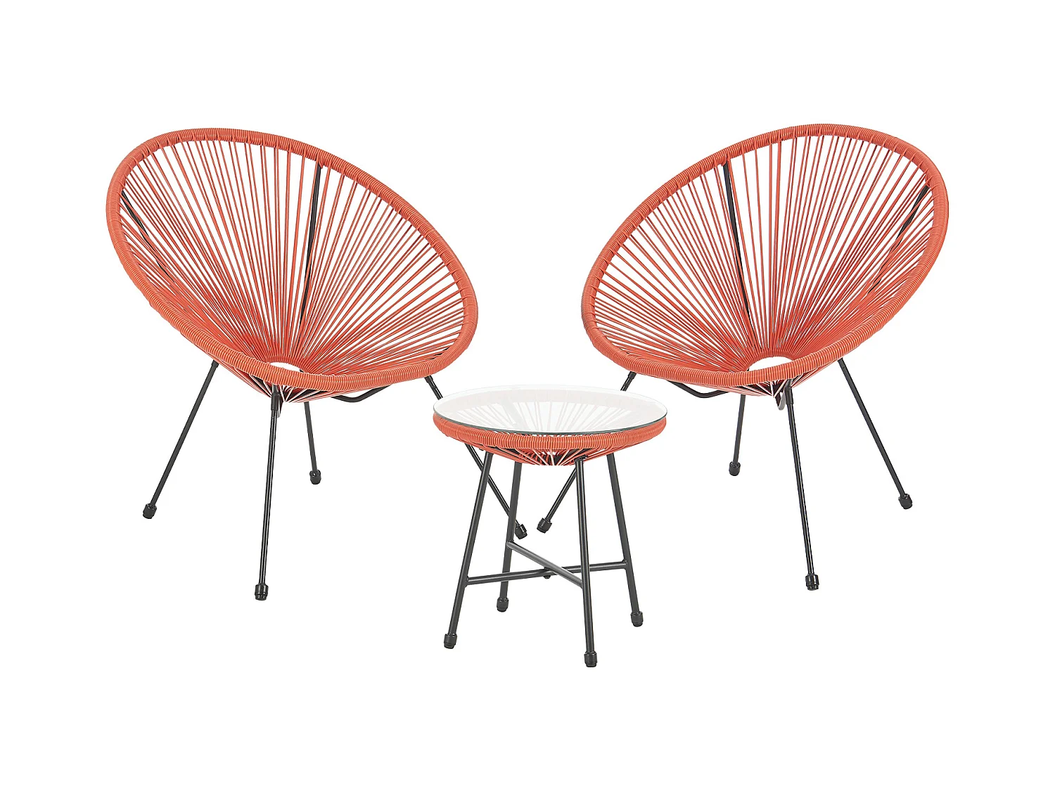 Ensemble de meubles de balcon SVITA BALI Ensemble de salon Relax Egg-Chair en osier Design Terracotta Orange