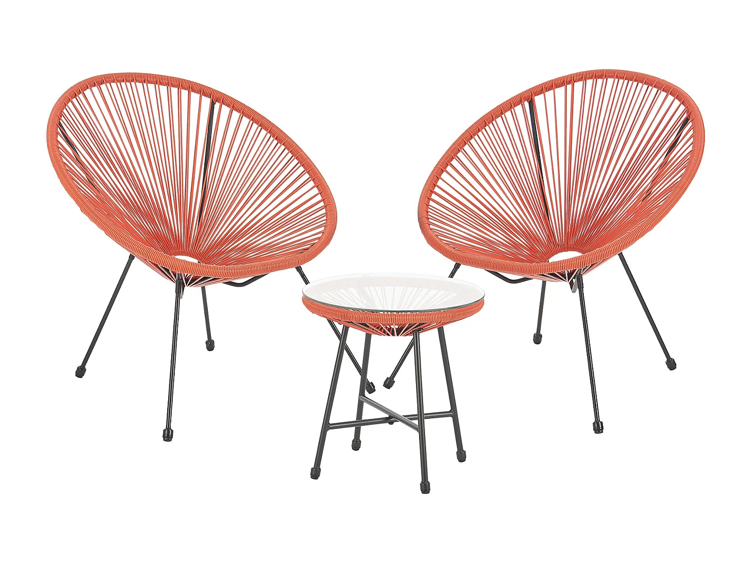 Ensemble de meubles de balcon SVITA BALI Ensemble de salon Relax Egg-Chair en osier Design Terracotta Orange