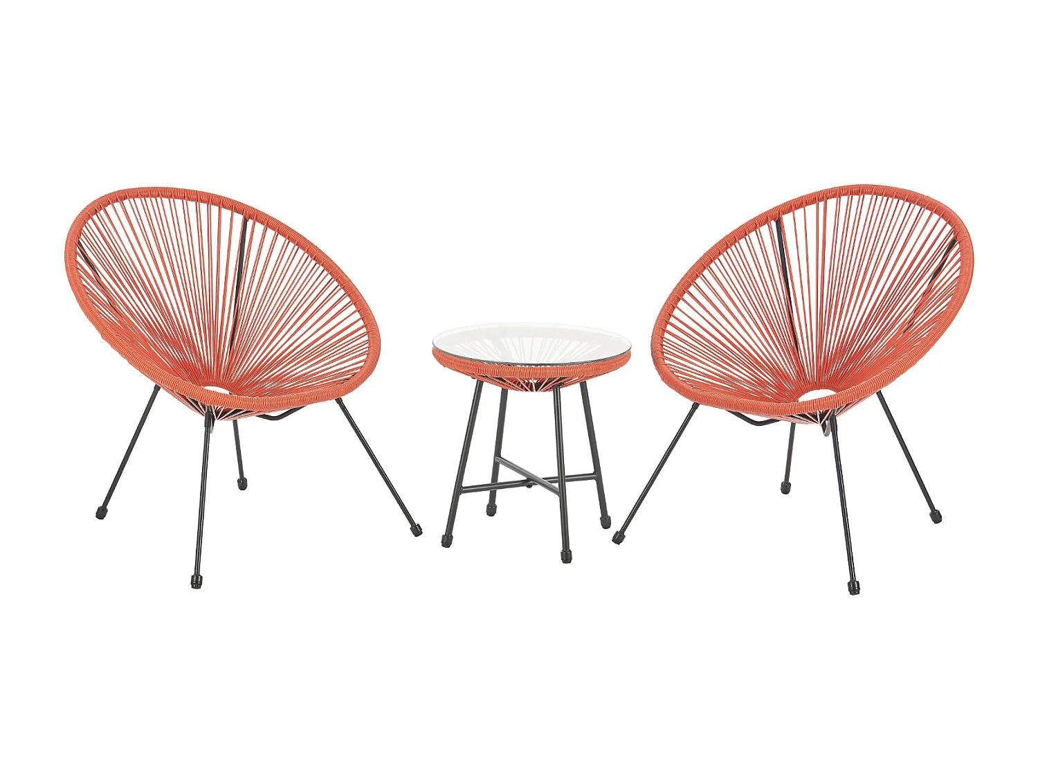 Ensemble de meubles de balcon SVITA BALI Ensemble de salon Relax Egg-Chair en osier Design Terracotta Orange