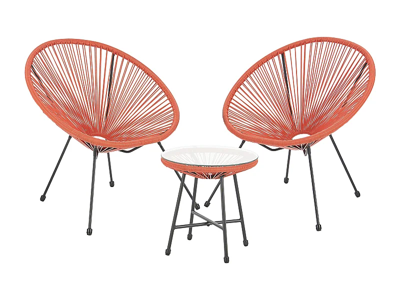 Ensemble de meubles de balcon SVITA BALI Ensemble de salon Relax Egg-Chair en osier Design Terracotta Orange
