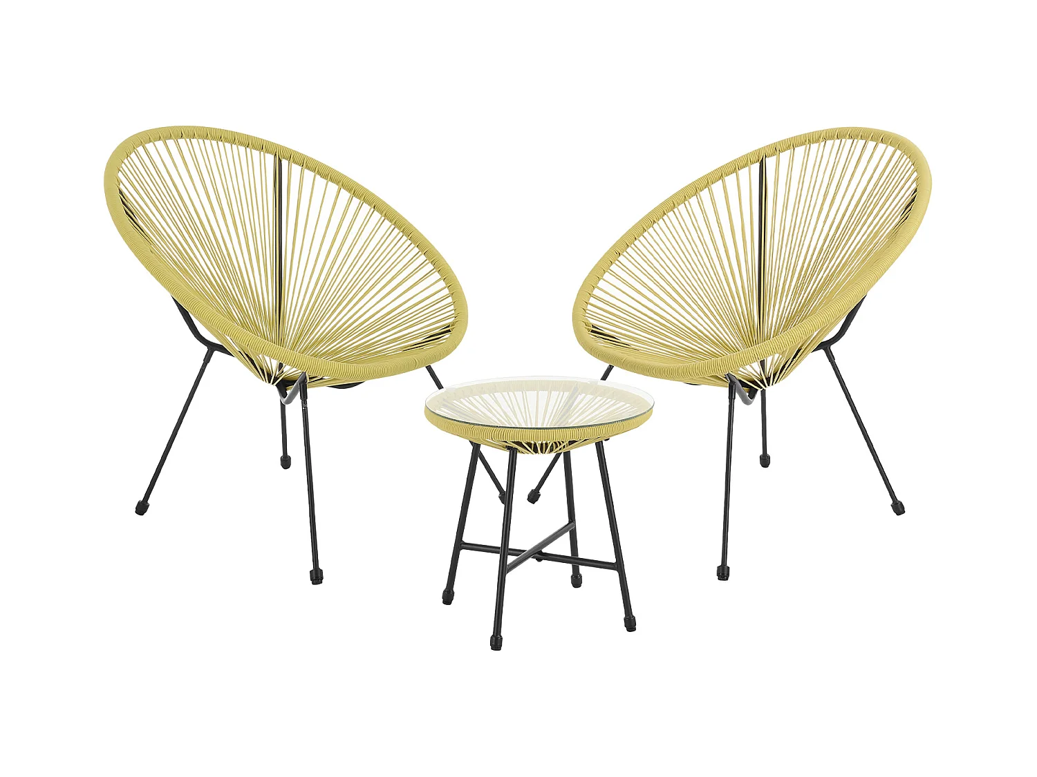 Ensemble de meubles de balcon SVITA BALI Ensemble de salon Relax Egg-Chair en osier Design Jaune