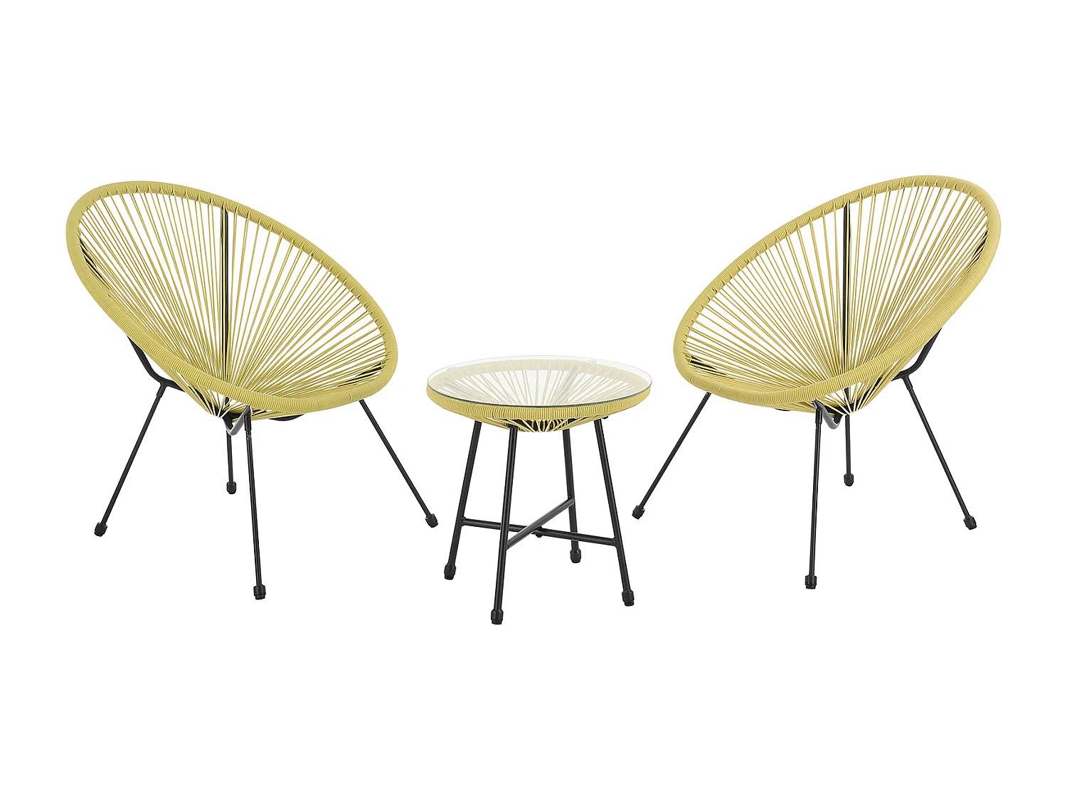 Ensemble de meubles de balcon SVITA BALI Ensemble de salon Relax Egg-Chair en osier Design Jaune