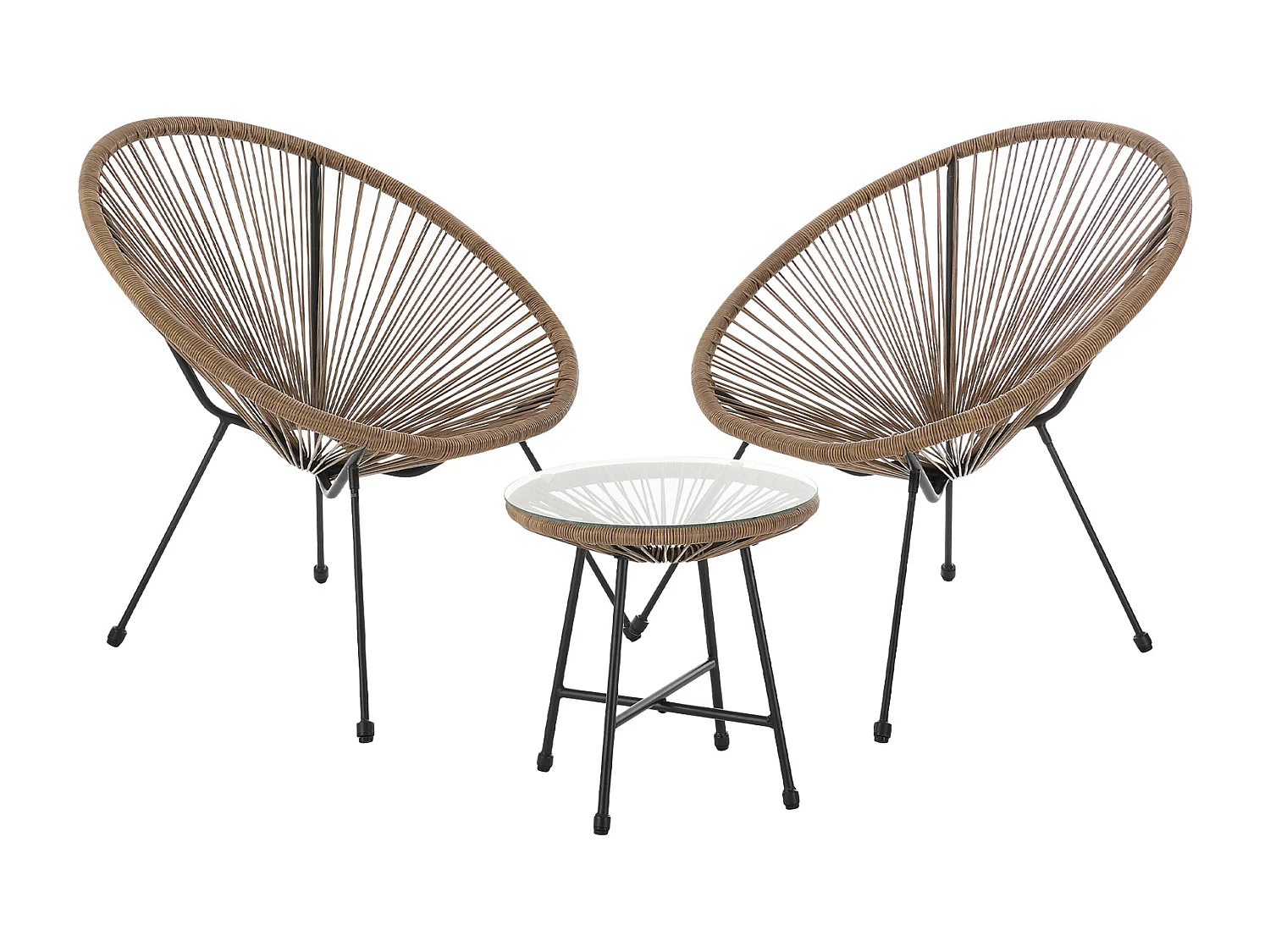 Ensemble de meubles de balcon SVITA BALI Ensemble de salon Relax Egg-Chair en osier Design Marron